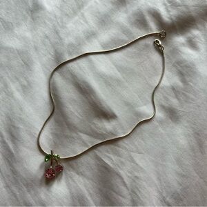 Pink Cherry Charm Y2K Necklace